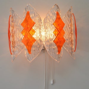 Rare vintage space age acrylic wall lamp by Marbach Electric Germany,  1970s