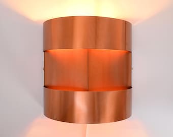 Vintage Danish copper geometric wall lamp, Denmark 1960s