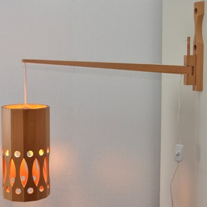 Midcentury grenen draaibare wandlamp van L.O Nilsson voor Ab Nordsik, Zweden, jaren 70