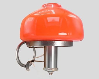 Vintage metal with orange glass mushroom style wall lamp by ÖJG Sweden, 1970s