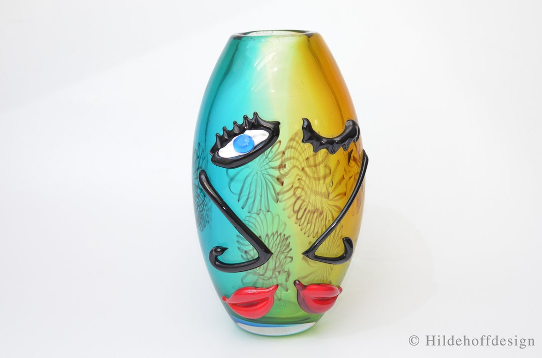 Large Modern Art Glass Face Vase in Murano Style Etsy