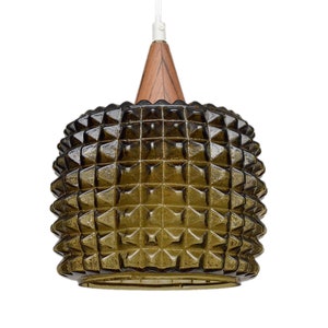 Rare Scandinavian ceiling pendant light, hanging lamp with double shade glass attributed to Orrefors, Sweden 1960s