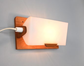 Vintage Scandinavian teak with perspex wall lamp by Eskilstuna Elektrofabrik, Sweden 1960s