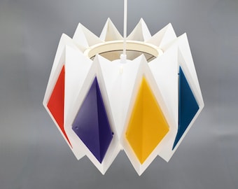 Rare multicolored "Harlequin" pendant light by Lars Ejler Schiøler for Hoyrup Light, Denmark 1970s