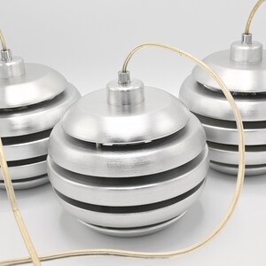 One of three vintage brushed aluminum pendant / hanging lamp by Eglo Leuchten Germany, 2000s zdjęcie 5