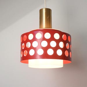 Vintage Mid-Century Swedish metal and Glass Pendant light, hanging lamp, 1970s