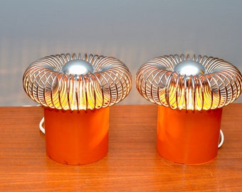 Pair of vintage space age table lamps attributed to Philippe Rogier for Gallery Oxar France, 1970s