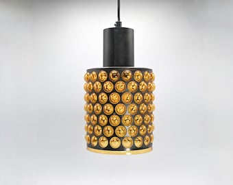 Large caged glass pendant by Jan Salakari for Lival Finland, 1960s