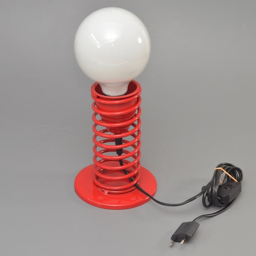 Vintage midcentury spring / spiral table lamp, Germany 1970s pop shops art