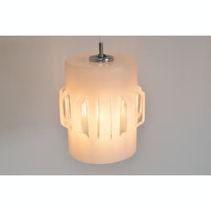Rare Midcentury ribbed glass hanging lamp attributed to Peill and Putzler, 1970s