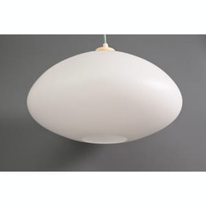 Large Midcentury Dutch ufo shaped opaline glass pendant in Danish style attributed to Philips, 1960s