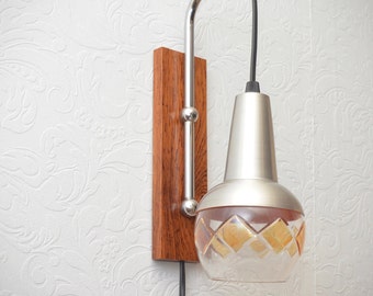 Midcentury wall lamp with glass shade. Danish style 1960s