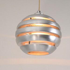 One of three vintage brushed aluminum pendant / hanging lamp by Eglo Leuchten Germany, 2000s zdjęcie 7