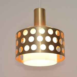 Vintage Mid-Century Swedish metal & Glass Pendant light, hanging lamp, 1970s