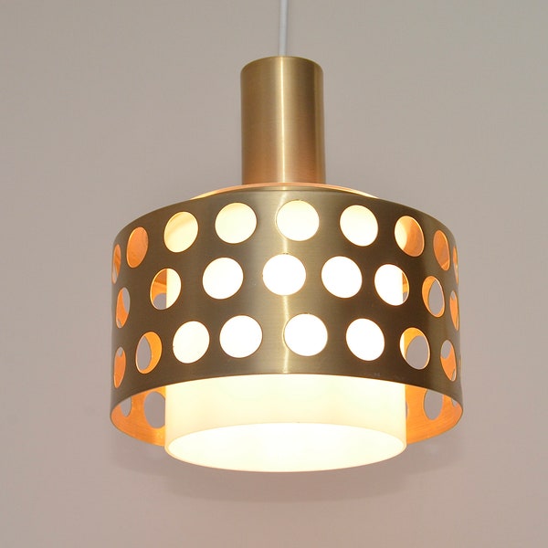 Vintage Mid-Century Swedish Copper & Glass Pendant light, hanging lamp, 1970s