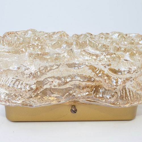 Vintage amber glass wall lamps by Hustadt shops Leuchten Germany, 1960s