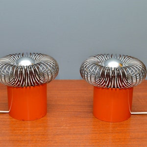 Pair of vintage space age table lamps attributed to Philippe Rogier for Gallery Oxar France, 1970s image 2