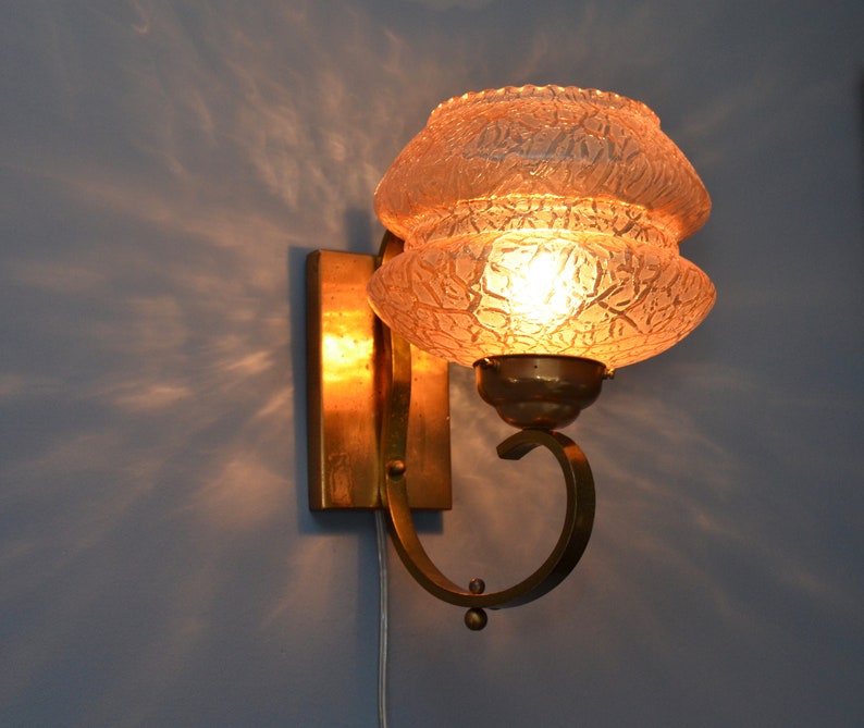 Art Deco Wall Lamp With Glass Shade France 1930s Etsy