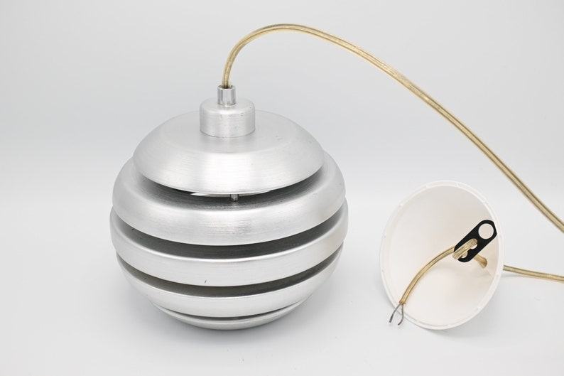 One of three vintage brushed aluminum pendant / hanging lamp by Eglo Leuchten Germany, 2000s zdjęcie 6