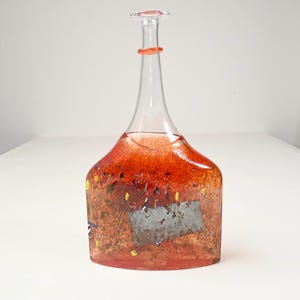 XL Signed art glass bottle by Bertil Vallien for Kosta Boda &quot;satelite&quot;, large version, Sweden 1980s