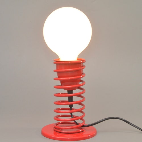 Vintage midcentury spring / spiral table lamp, Germany 1970s pop shops art