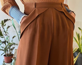 Vintage 1930s 1940s Style Persian Orange Gabardine "Gloria" Pants - size XS,S,M,L