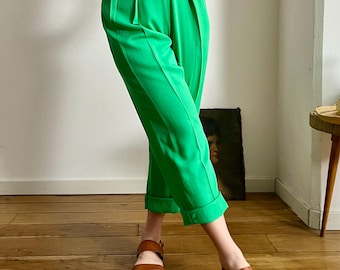 1950s Style Black Gabardine “marilyn” Pants – Vintage High-waisted