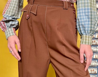 30s 40s WORK TROUSERS Blue Denim Swing Lindy Hop Pants 1930 1940