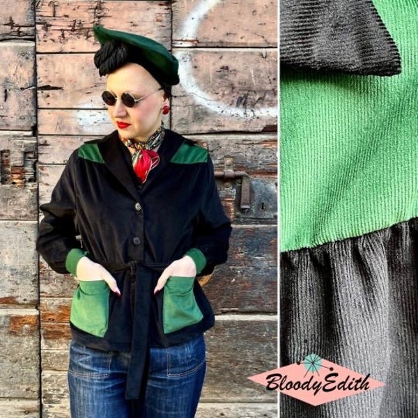 Vintage 1940s 1950s Style Color Block Corduroy Limited Edition “Rosie” Casual Jacket  - size M,L,XL