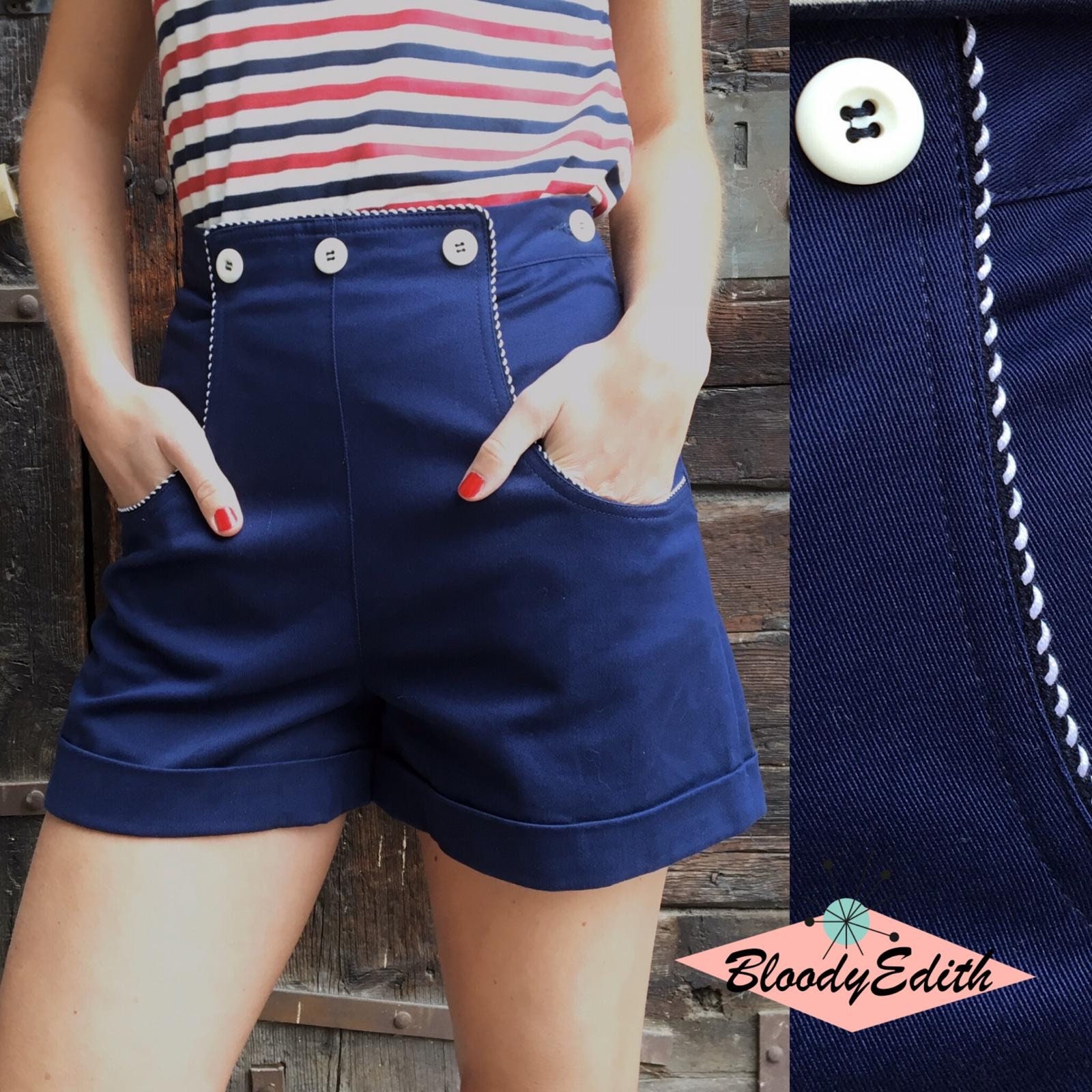 Vintage 1950s Style Navy Blue Cotton Sailor Shorts Size Sl Etsy Vintage 1950s Style Navy Blue Cotton Sailor Shorts Size Sl Etsy