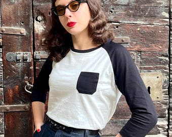 Vintage Style Two-Tone Raglan "Kit" T-Shirt – 1940s/50s Inspired Cotton Top - Size S to L