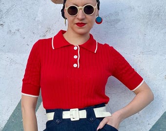 Vintage 1930s Style Cotton “Serafina” Limited Edition Seraph Sweater Jumper - size S,M,L
