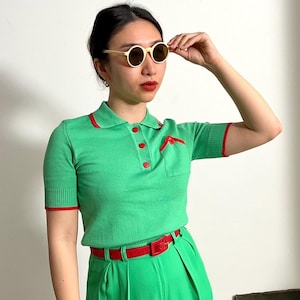 Vintage Retro Inspired 1950s Style Cotton “Carolina” Limited Edition Polo Sweater Jumper - size S,M,L,XL