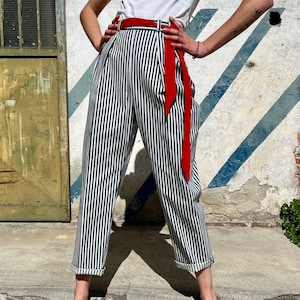 striped cigarette pants Cigarette Pants 50s