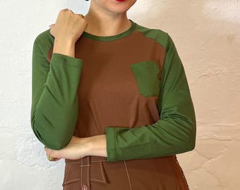 Vintage Style Two-Tone Raglan "Kit" T-Shirt – 1940s/50s Inspired Cotton Top - Size S to XL