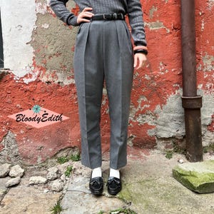 神シルエット◎ 50s~ Japan Vintage Wool Slacks 1950s Style Gray Wool Trousers – “marilyn” Retro High-waisted