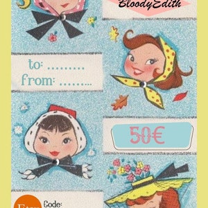 Bloody Edith Gift Card – Retro-Inspired Vintage Gift Certificate for Christmas or Birthday