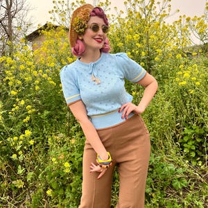 Vintage 1940s Style Cotton &quot;Polly&quot; Sweater Jumper - size S,M,L
