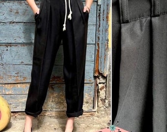 Vintage 1950s Style Black Gabardine “Liz” Trousers Pants - size XS,S,M,L,XL