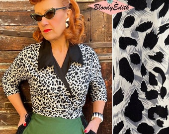 Vintage 1950s Style Limited Edition “Peggy” Wrap Shirt Blouse - size S/M,M/L,L/XL