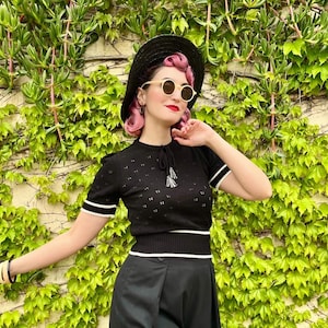 Vintage 1940s Style Cotton &quot;Polly&quot; Sweater Jumper - size S,M,L,XL