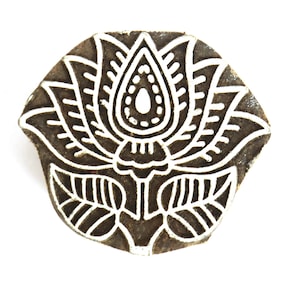 Sellos de impresión de diseño de flores tradicionales indios de madera, bloques para imprimir vestidos de borde sari, tarjetas artesanales, álbumes de recortes, cerámica de arcilla