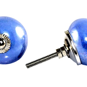 Pomo de puerta de cerámica azul indio hecho a mano, estampado a mano, para decoración del hogar, cocina antigua, tocador infantil, armario de oficina, 2 piezas DK026