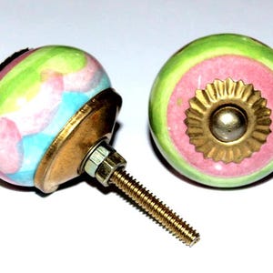 2 stuks Deurknoppen Handgemaakte Ronde Keramische Indiase Traditionele Knoppen Deurklink Indiase Gedrukt Antieke Deurdranger DK024