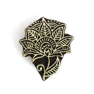 Sellos de impresión de diseño de flores tradicionales indios de madera, bloques para imprimir vestidos de borde sari, tarjetas artesanales, álbumes de recortes, cerámica de arcilla