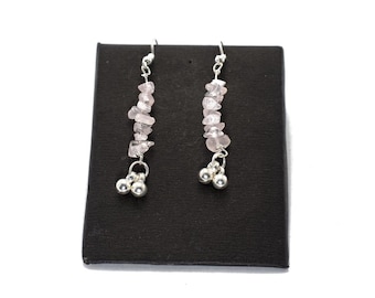 Reiki Rose Quartz Natural Crystal Stone Earring Crystal Stone Chip Earrings Crystal Stone Earrings for Girls and Women Rk148