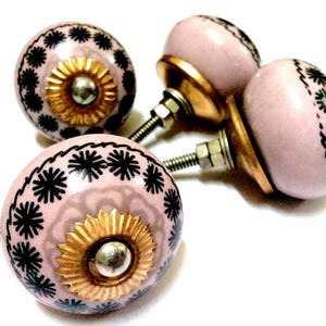 4 stuks Indiase handgemaakte bloemenprint keramische deurknoppen voor keuken, kinderdressoir, kantoorkastdeurtrekker DK008