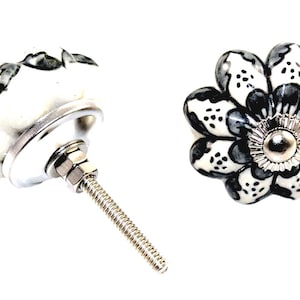 2 Pcs Indian Handmade Hand Printed Pumpkin Ceramic Door Knob Home Decore Antique Kitchen, Deco Kids Dresser, Office Cabinet Door Puller CD74