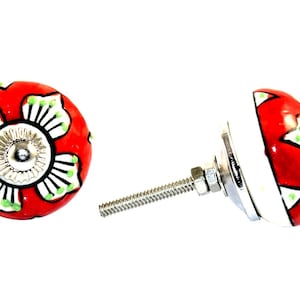 Pomelli per porte in ceramica rotondi, fatti a mano, stampati a mano, indiani, per la casa, per la cucina antica, per la cassettiera dei bambini, per l'ufficio, 1 paio DK019