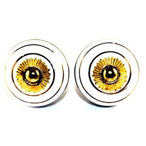 2 Pcs Hand Printed Indian Handmade Round Ceramic Door Knobs Home Decore Antique Kitchen, Deco Kids Dresser, Office Cabinet Door Puller DK004